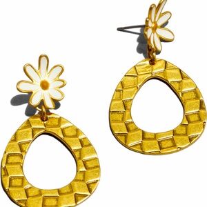 Madewell Women’s Daisy Checkered Hanging Oval Earrings
